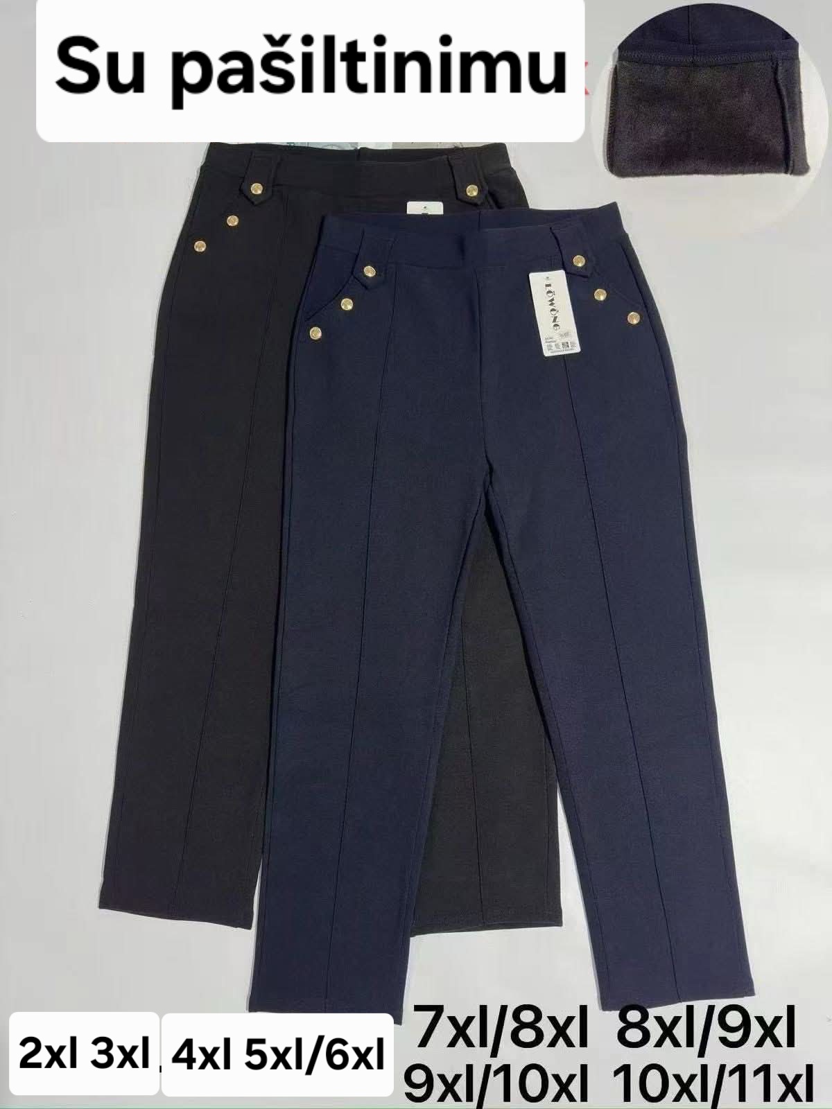 Pašiltintos kelnės su sagutėmis