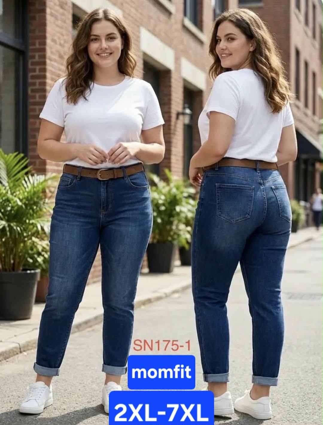 Momfit mėlyni džinsai