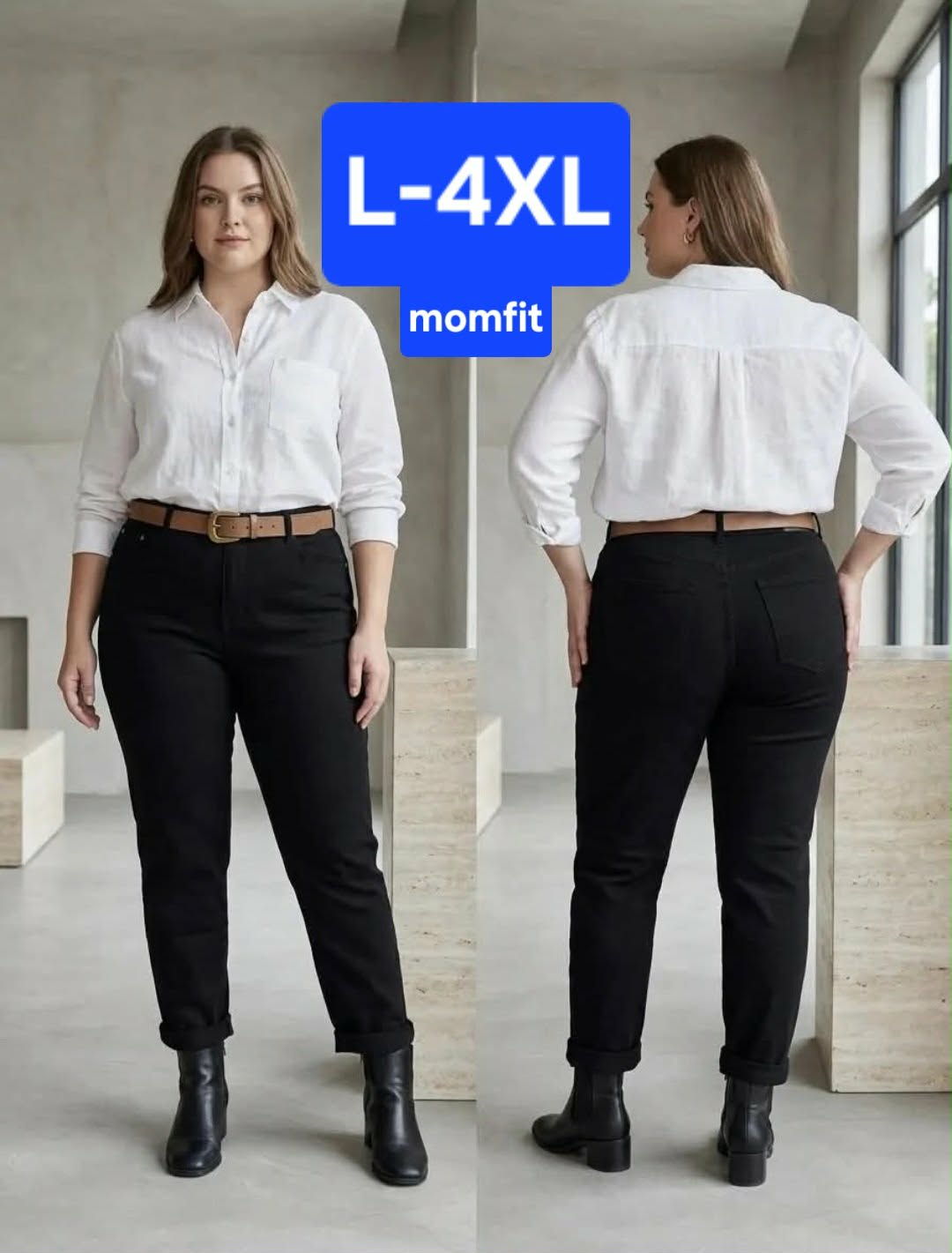 Momfit juodi džinsai