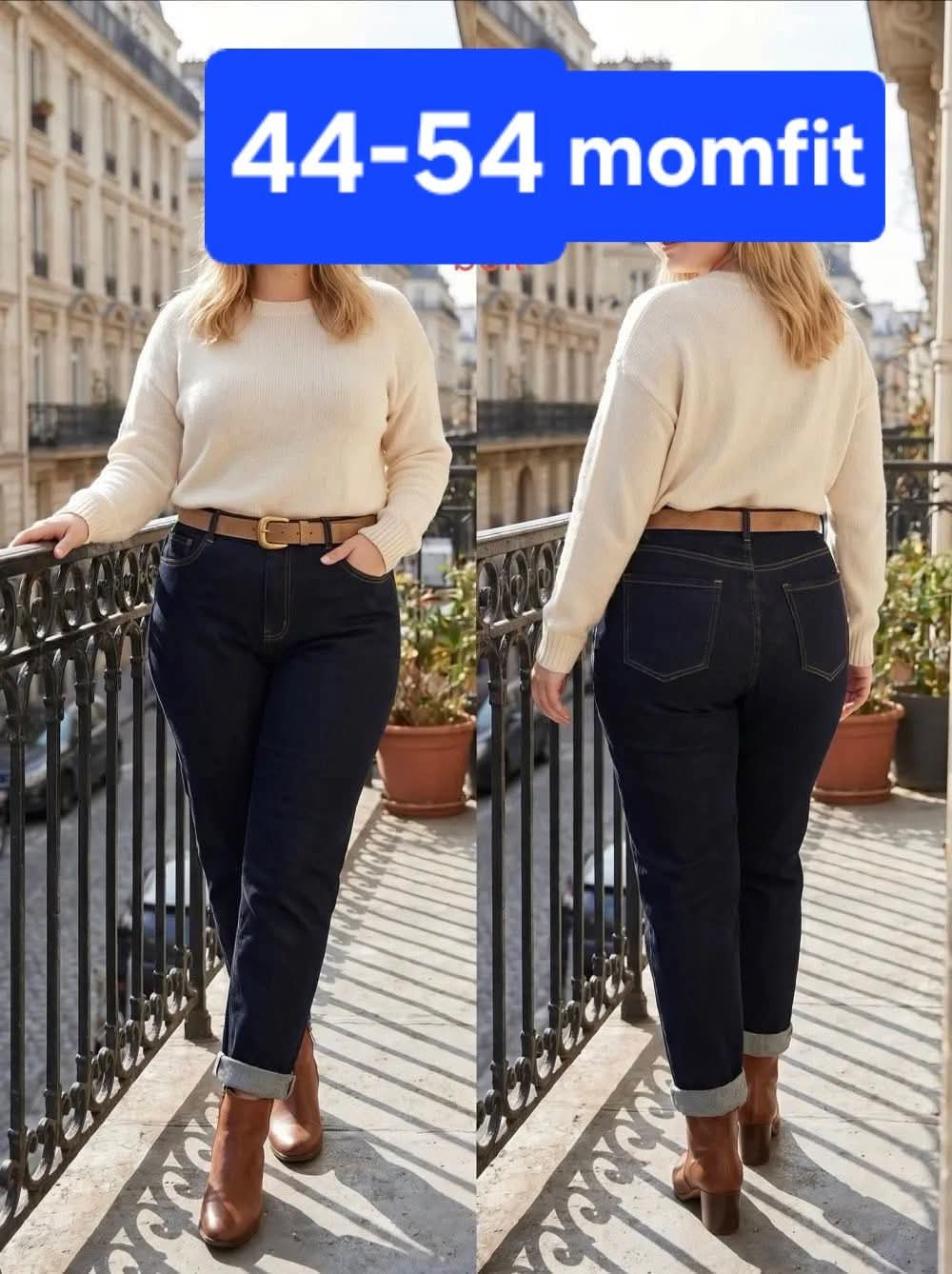 Momfit tamsiai mėlyni džinsai